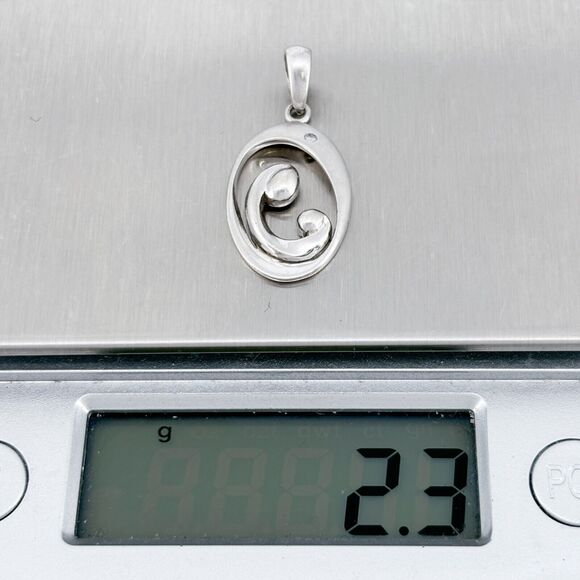 Oval Mother and Child Diamond Pendant | Vintage Sterling Silver 925 - Picture 8 of 8